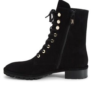 Stuart Weitzman Black and Gold Combat Boots